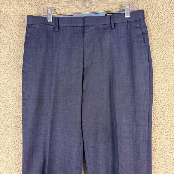 Banana Republic Pants Mens 33 Blue Tailored Slim Fit Dress Trousers Office 34x34 - Picture 3 of 16